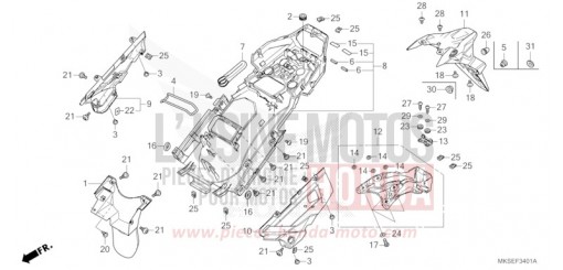 GARDE-BOUE ARRIERE (CRF1100A2/A4/AL2/D2/D4/DL2/DL4) CRF1100A4M de 2021